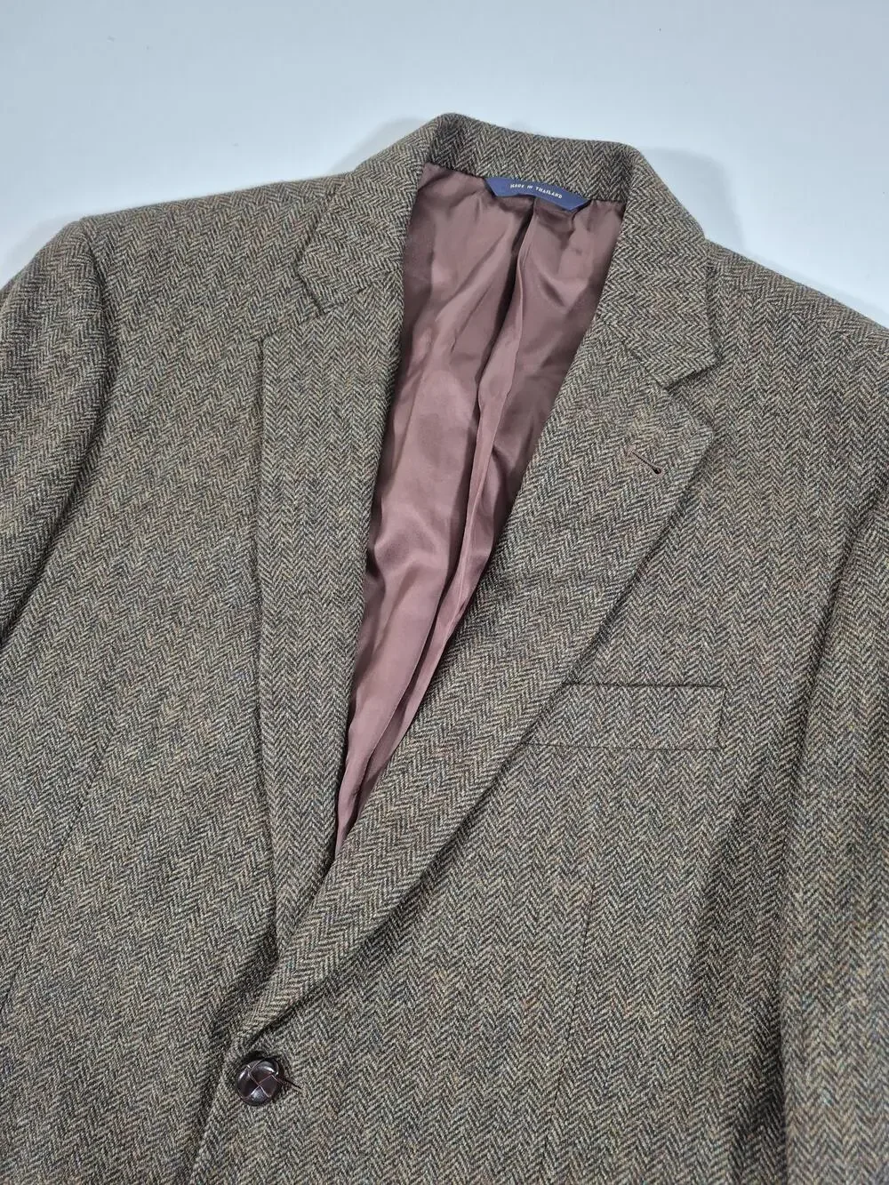 Brooks Brothers Madison Blazer Mens 42R Brown Wool Herringbone Tweed Sport Coat